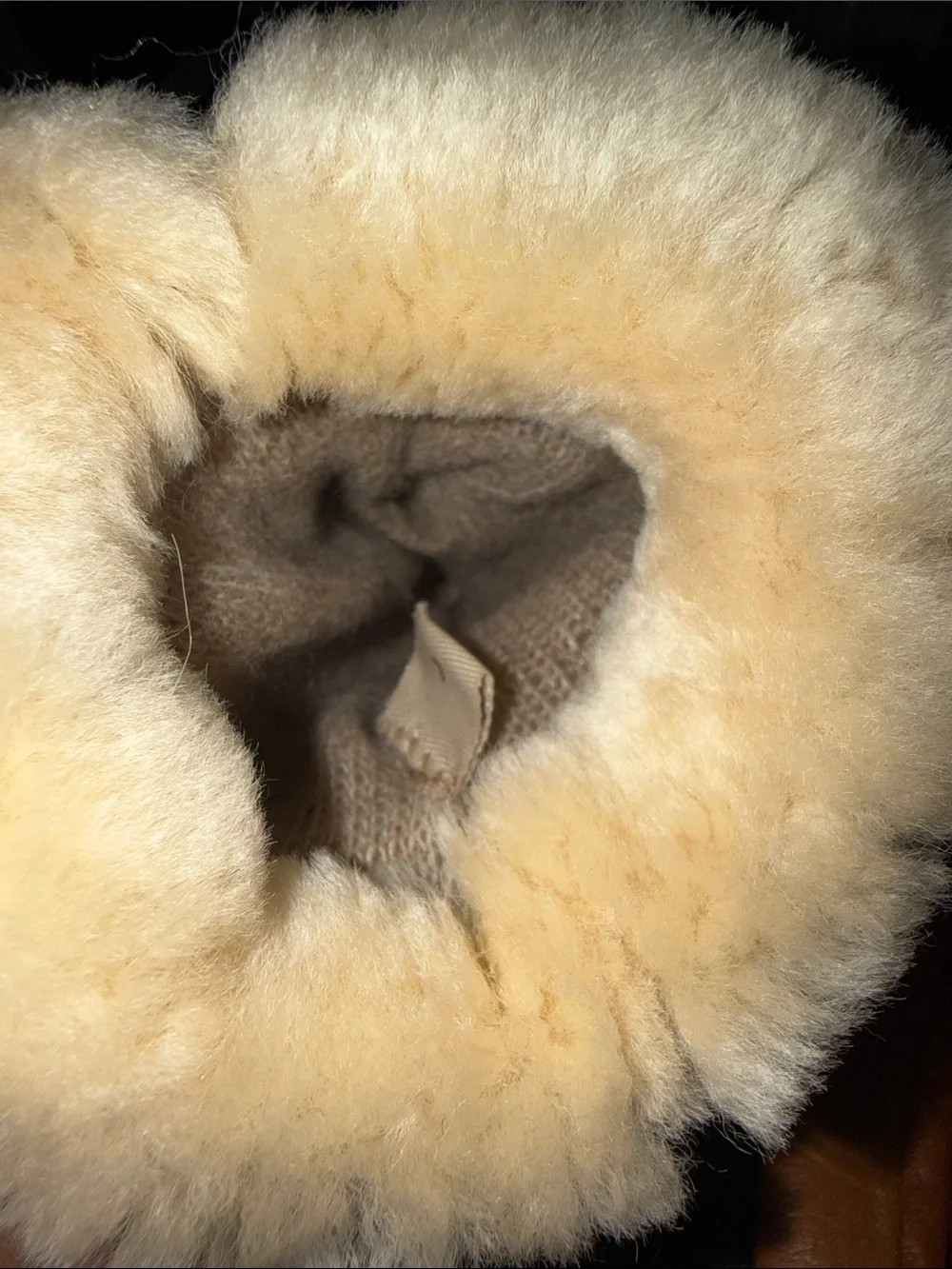 UGG Tan Leather Gloves with Cream Shearling Cuff